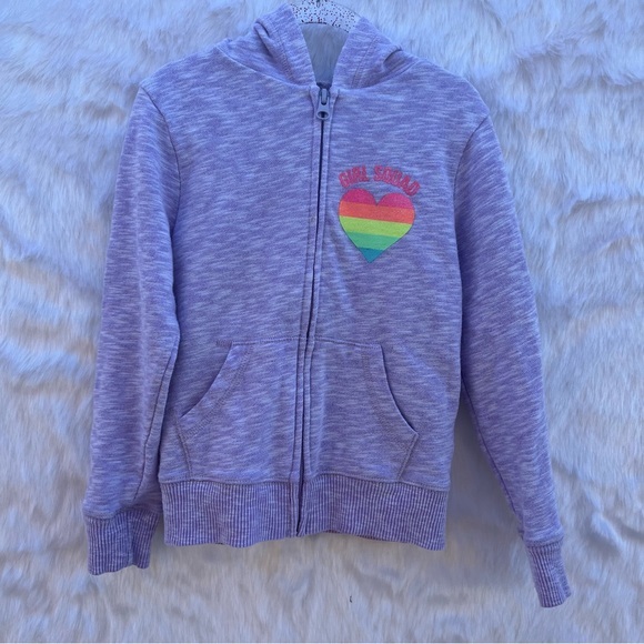 Girls Rainbow Heart Zip Up Hoodie - Picture 1 of 13